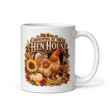 Load image into Gallery viewer, Morning at the Hen House Fall Coffee Mug – Rustic Country Chicken Design
