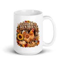 Load image into Gallery viewer, Morning at the Hen House Fall Coffee Mug – Rustic Country Chicken Design