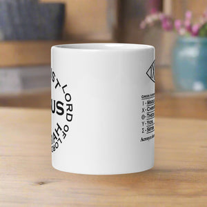 Back side view white glossy mug