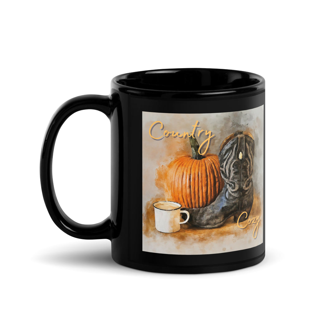 Country Cozy Black Mug