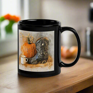 Country Cozy Black Mug