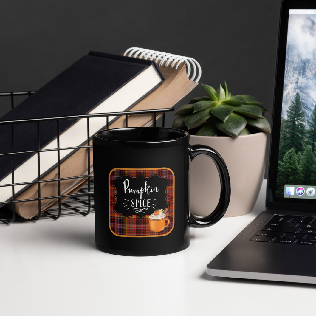 Red Plaid Black Mug