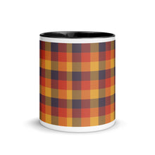 Load image into Gallery viewer, Red Yellow Plaid White Colored Rim Mug
