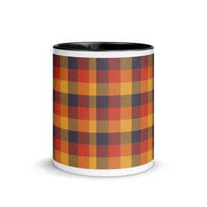 Red Yellow Plaid White Colored Rim Mug