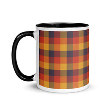 Load image into Gallery viewer, Red Yellow Plaid White Colored Rim Mug
