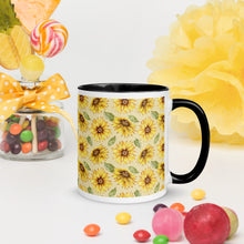 Load image into Gallery viewer, Sunflower Print White Colored Rim Mug
