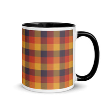 Load image into Gallery viewer, Red Yellow Plaid White Colored Rim Mug
