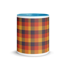 Load image into Gallery viewer, Red Yellow Plaid White Colored Rim Mug
