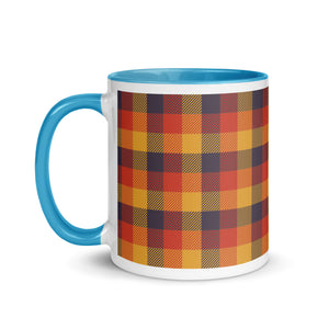 Red Yellow Plaid White Colored Rim Mug