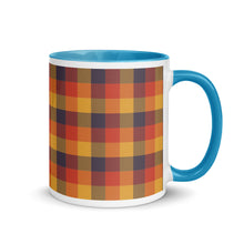 Load image into Gallery viewer, Red Yellow Plaid White Colored Rim Mug
