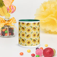 Load image into Gallery viewer, Sunflower Print White Colored Rim Mug
