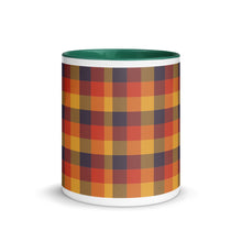 Load image into Gallery viewer, Red Yellow Plaid White Colored Rim Mug
