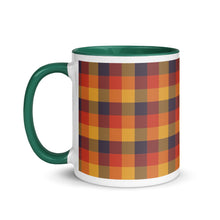 Load image into Gallery viewer, Red Yellow Plaid White Colored Rim Mug
