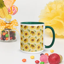 Load image into Gallery viewer, Sunflower Print White Colored Rim Mug
