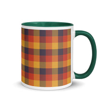 Load image into Gallery viewer, Red Yellow Plaid White Colored Rim Mug
