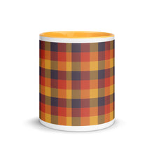 Load image into Gallery viewer, Red Yellow Plaid White Colored Rim Mug
