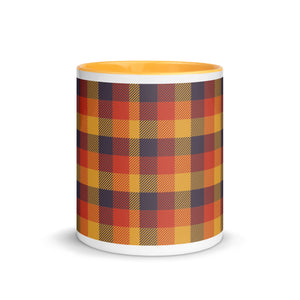 Red Yellow Plaid White Colored Rim Mug