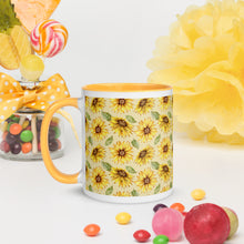 Load image into Gallery viewer, Sunflower Print White Colored Rim Mug
