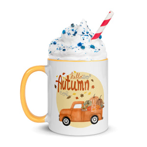 Hello Autumn White Colored Rim Mug