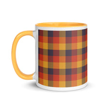 Load image into Gallery viewer, Red Yellow Plaid White Colored Rim Mug
