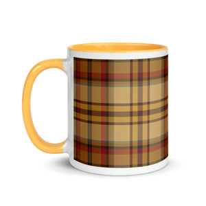 Yellow Plaid White Colored Rim Mug