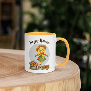 Happy Harvest White Colored Rim Mug