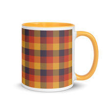 Load image into Gallery viewer, Red Yellow Plaid White Colored Rim Mug
