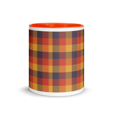 Load image into Gallery viewer, Red Yellow Plaid White Colored Rim Mug
