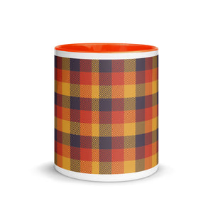 Red Yellow Plaid White Colored Rim Mug