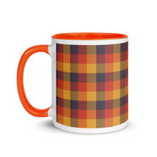 Load image into Gallery viewer, Red Yellow Plaid White Colored Rim Mug
