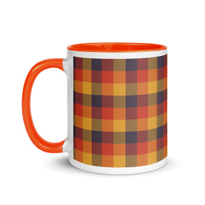 Red Yellow Plaid White Colored Rim Mug