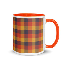 Load image into Gallery viewer, Red Yellow Plaid White Colored Rim Mug
