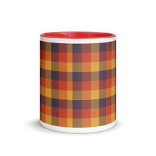 Load image into Gallery viewer, Red Yellow Plaid White Colored Rim Mug
