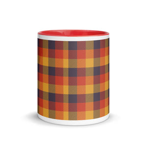 Red Yellow Plaid White Colored Rim Mug