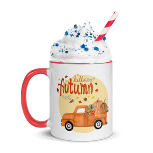 Hello Autumn White Colored Rim Mug