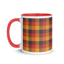 Load image into Gallery viewer, Red Yellow Plaid White Colored Rim Mug
