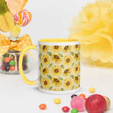 Load image into Gallery viewer, Sunflower Print White Colored Rim Mug
