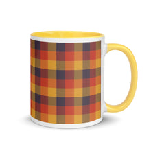 Load image into Gallery viewer, Red Yellow Plaid White Colored Rim Mug
