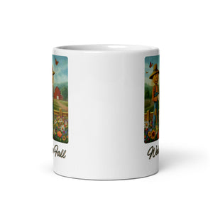 Welcome Fall Scarecrow White Mug