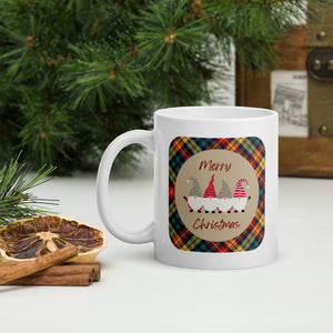 Plaid Gnome Christmas White Mug