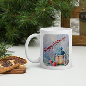 Happy Holidays Gold Twinkle White Mug