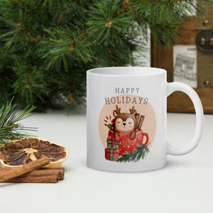 Happy Holidays Reindeer White Mug