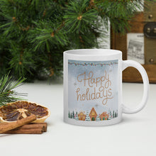 Load image into Gallery viewer, Happy Holidays Gingerbread White Mug
