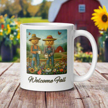 Load image into Gallery viewer, Welcome Fall Scarecrow White Mug
