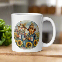 Load image into Gallery viewer, Scarecrow and Sunflower White Mug
