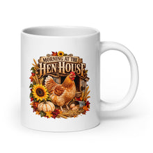 Load image into Gallery viewer, Morning at the Hen House Fall Coffee Mug – Rustic Country Chicken Design
